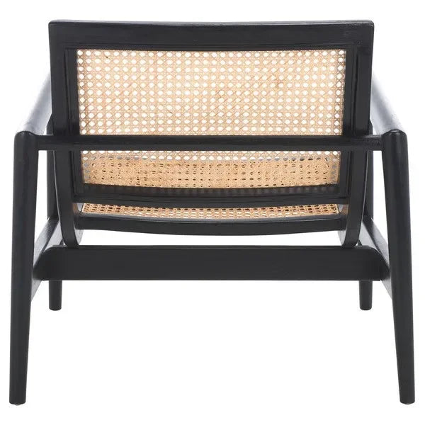 Ender Sungkai Wood Accent Chair in Black with Rattan Weave - The Mayfair Hall