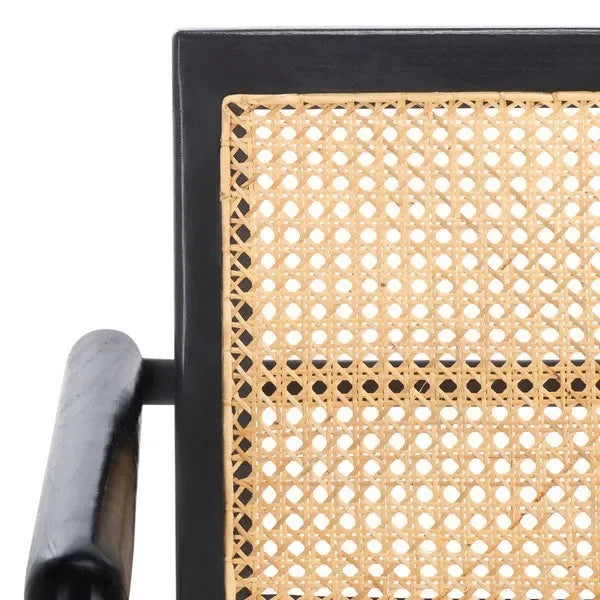Ender Sungkai Wood Accent Chair in Black with Rattan Weave - The Mayfair Hall