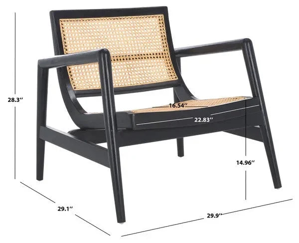 Ender Sungkai Wood Accent Chair in Black with Rattan Weave - The Mayfair Hall