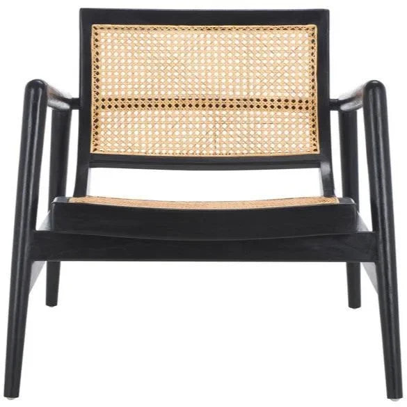 Ender Sungkai Wood Accent Chair in Black with Rattan Weave - The Mayfair Hall
