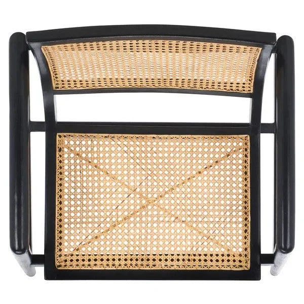 Ender Sungkai Wood Accent Chair in Black with Rattan Weave - The Mayfair Hall
