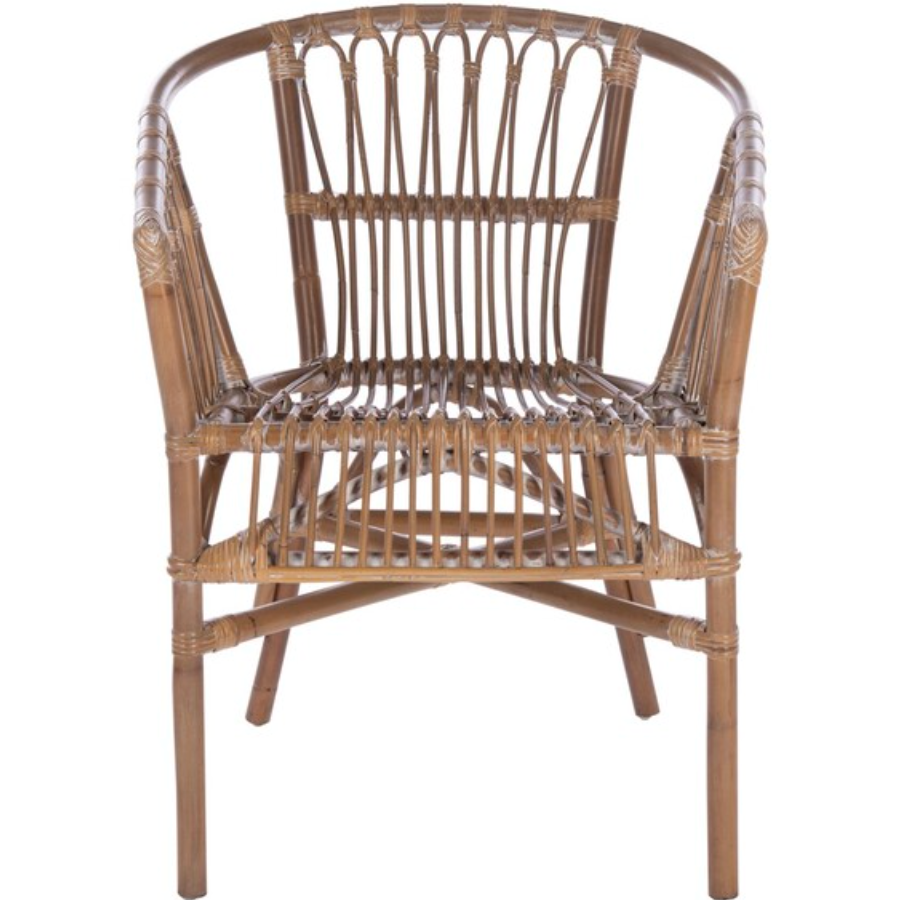 Adriana Rattan Accent Chair in Gray White Wash (Set of 2)