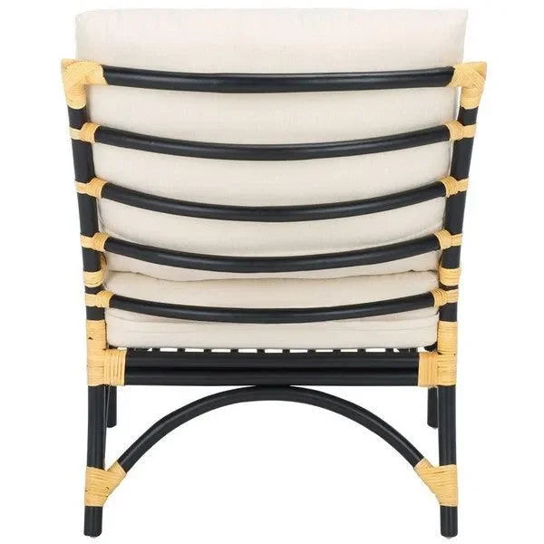 Meara Rattan Accent Chair in Black and White - The Mayfair Hall