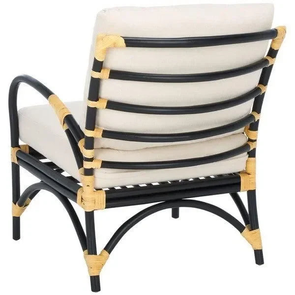 Meara Rattan Accent Chair in Black and White - The Mayfair Hall