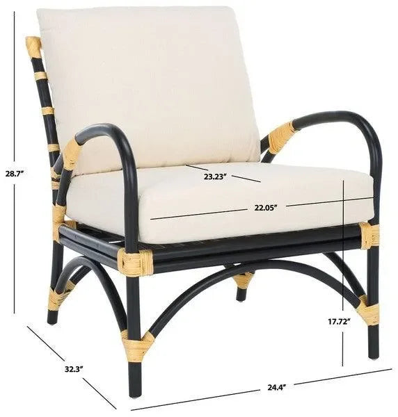 Meara Rattan Accent Chair in Black and White - The Mayfair Hall