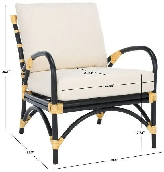 Meara Rattan Accent Chair in Black and White - The Mayfair Hall
