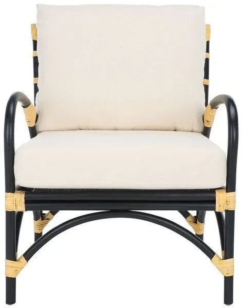 Meara Rattan Accent Chair in Black and White - The Mayfair Hall