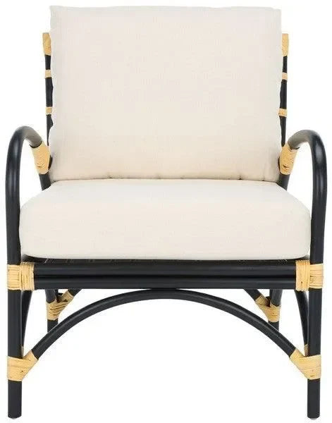 Meara Rattan Accent Chair in Black and White - The Mayfair Hall