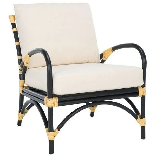 Meara Rattan Accent Chair in Black and White - The Mayfair Hall