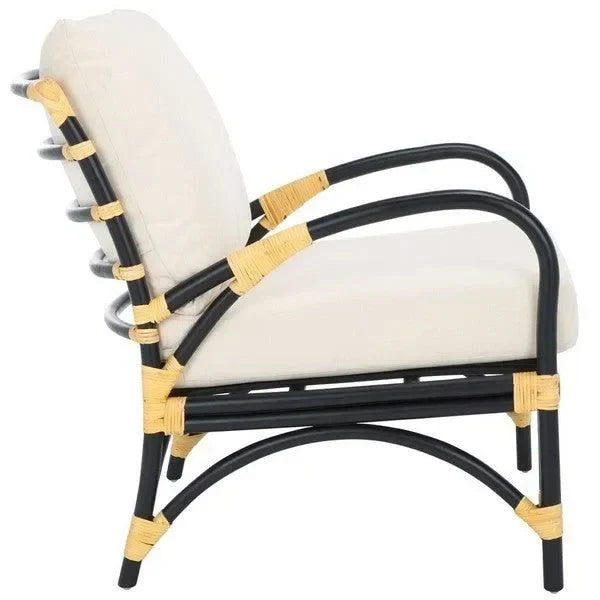 Meara Rattan Accent Chair in Black and White - The Mayfair Hall