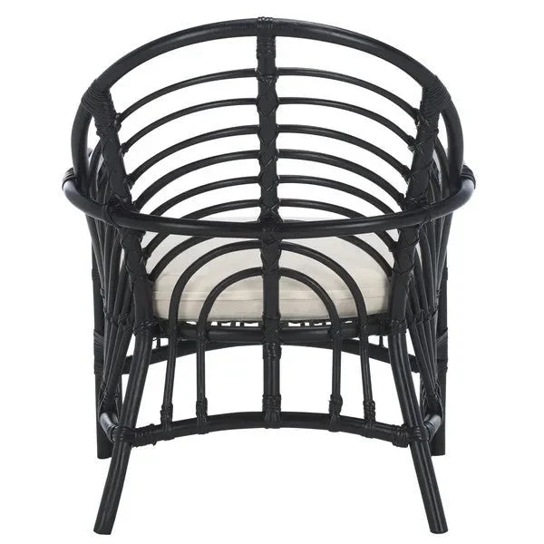 Aragorn Rattan Accent Chair in Black with Cushion - The Mayfair Hall