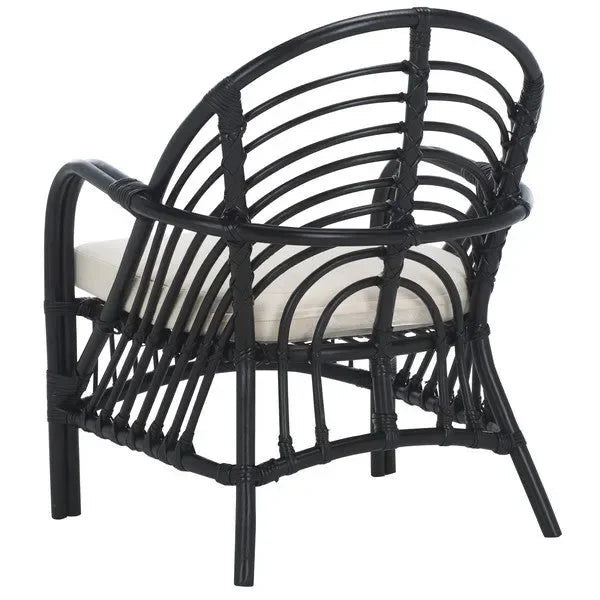 Aragorn Rattan Accent Chair in Black with Cushion - The Mayfair Hall