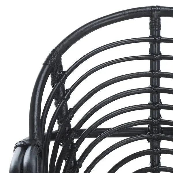 Aragorn Rattan Accent Chair in Black with Cushion - The Mayfair Hall