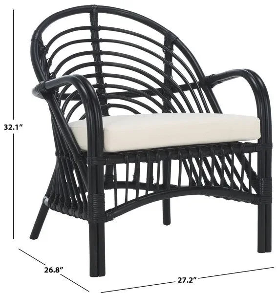 Aragorn Rattan Accent Chair in Black with Cushion - The Mayfair Hall