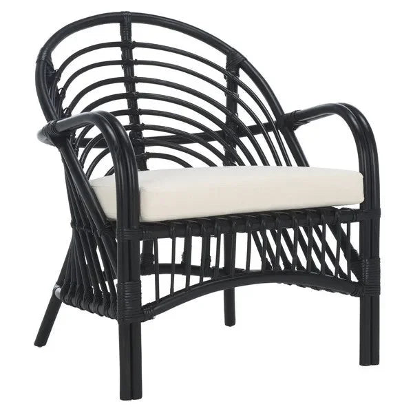 Aragorn Rattan Accent Chair in Black with Cushion - The Mayfair Hall
