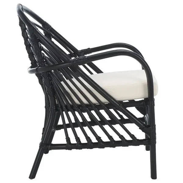 Aragorn Rattan Accent Chair in Black with Cushion - The Mayfair Hall