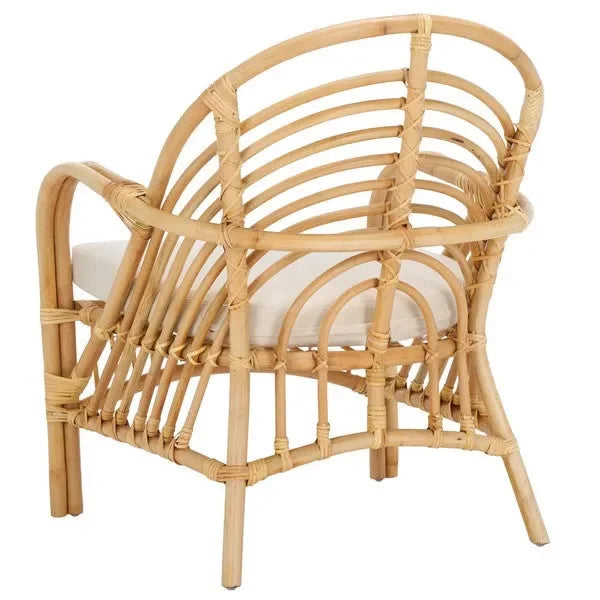 Aragorn Rattan Accent Chair in White with Cushion - The Mayfair Hall