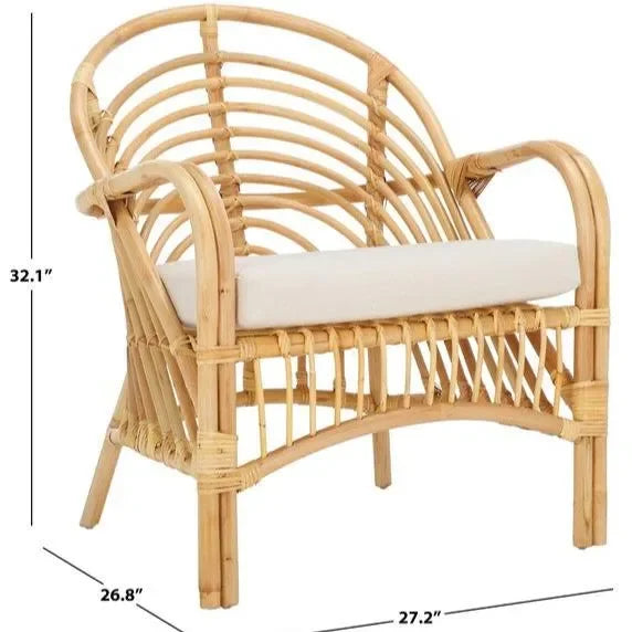 Aragorn Rattan Accent Chair in White with Cushion - The Mayfair Hall