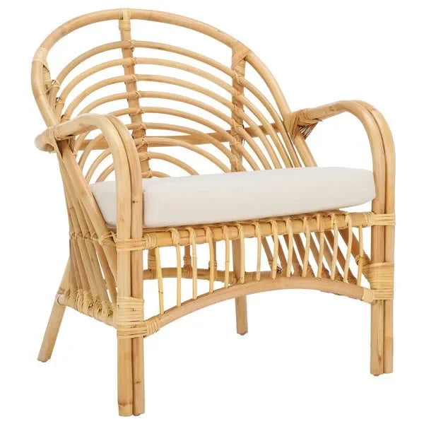 Aragorn Rattan Accent Chair in White with Cushion - The Mayfair Hall