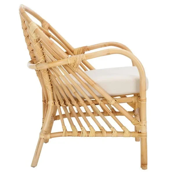 Aragorn Rattan Accent Chair in White with Cushion - The Mayfair Hall