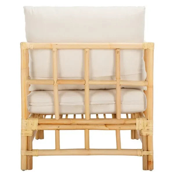 Aisling Rattan Accent Chair in White with Cushion - The Mayfair Hall