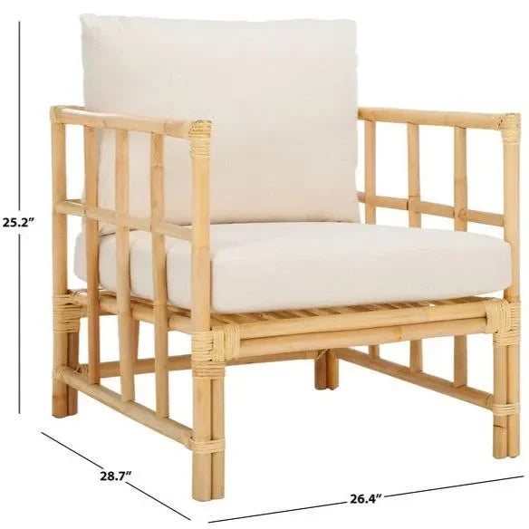 Aisling Rattan Accent Chair in White with Cushion - The Mayfair Hall