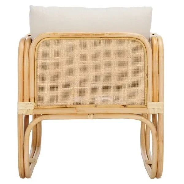 Alybeth Rattan Accent Chair in White with Cushion - The Mayfair Hall