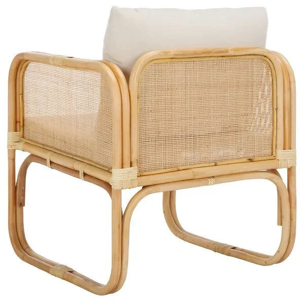 Alybeth Rattan Accent Chair in White with Cushion - The Mayfair Hall