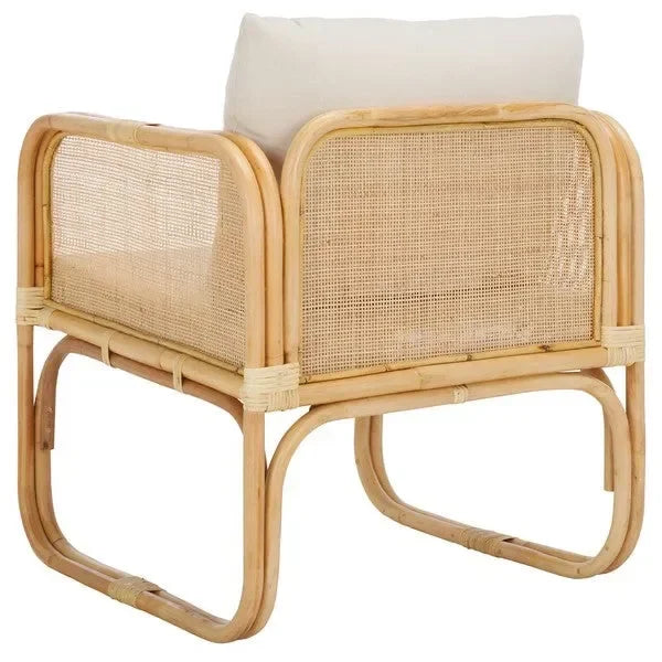 Alybeth Rattan Accent Chair in White with Cushion - The Mayfair Hall