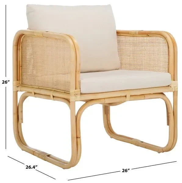 Alybeth Rattan Accent Chair in White with Cushion - The Mayfair Hall