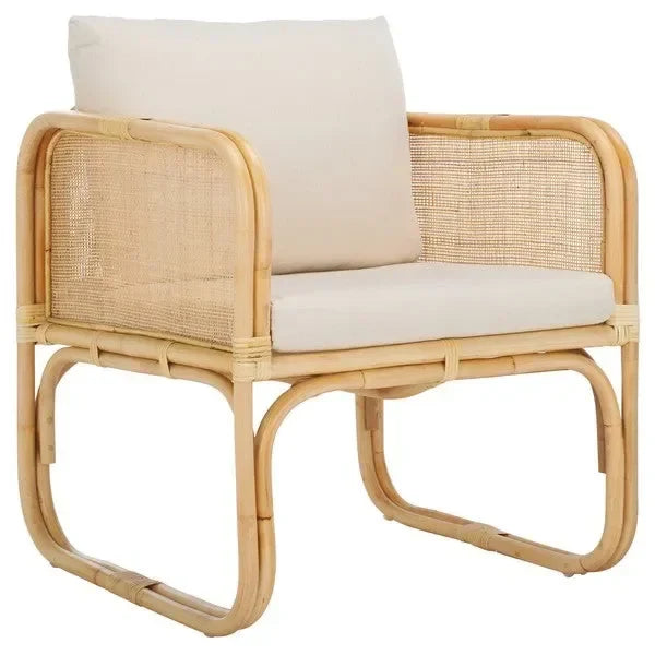 Alybeth Rattan Accent Chair in White with Cushion - The Mayfair Hall