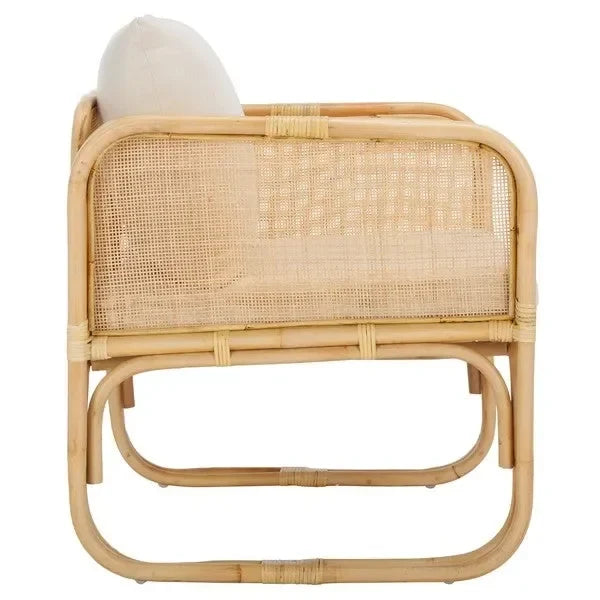 Alybeth Rattan Accent Chair in White with Cushion - The Mayfair Hall