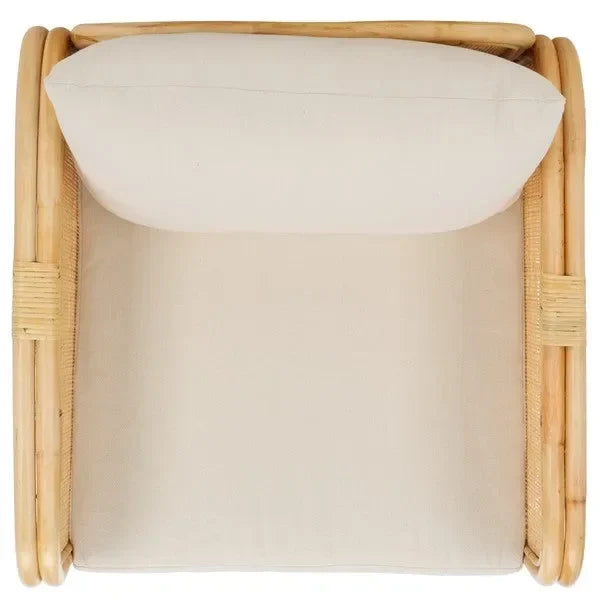 Alybeth Rattan Accent Chair in White with Cushion - The Mayfair Hall