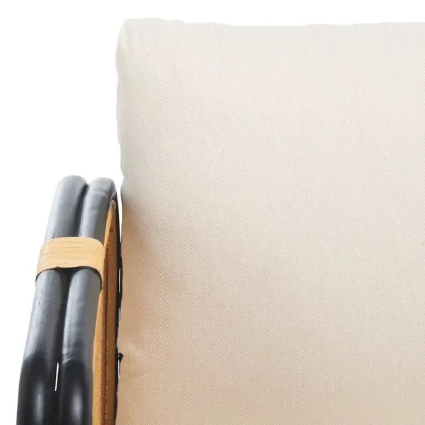 Alybeth Rattan Accent Chair in White/Black with Cushion - The Mayfair Hall