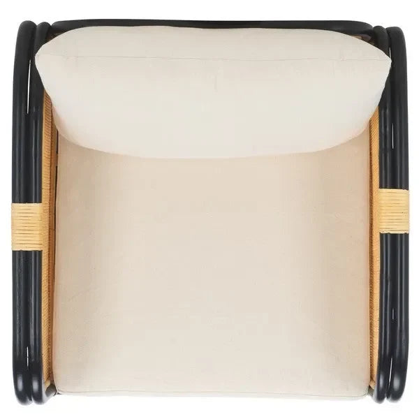 Alybeth Rattan Accent Chair in White/Black with Cushion - The Mayfair Hall