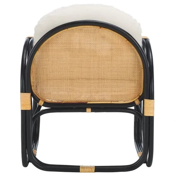 Constella Rattan Accent Chair in White/Black with Cushion - The Mayfair Hall