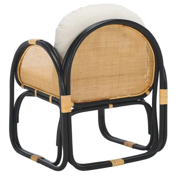 Constella Rattan Accent Chair in White/Black with Cushion - The Mayfair Hall
