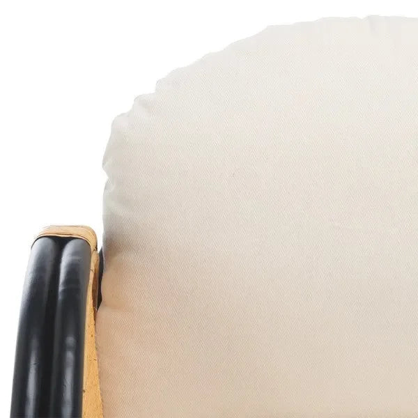 Constella Rattan Accent Chair in White/Black with Cushion - The Mayfair Hall