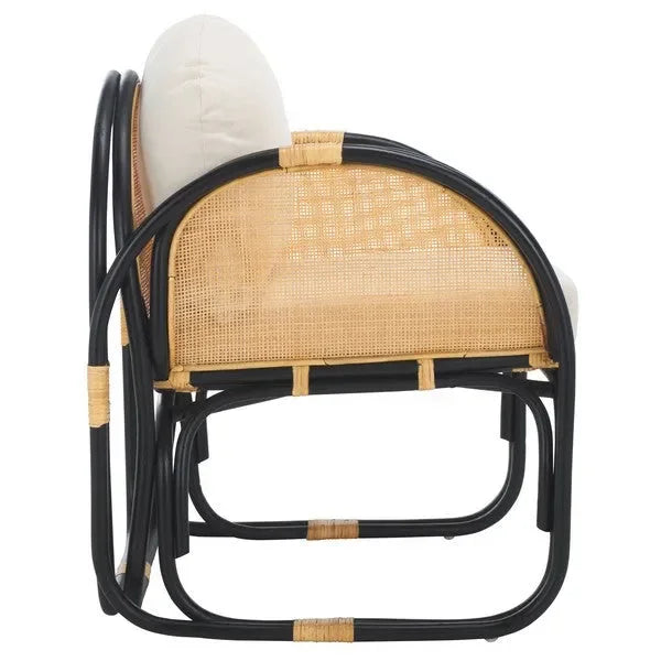 Constella Rattan Accent Chair in White/Black with Cushion - The Mayfair Hall