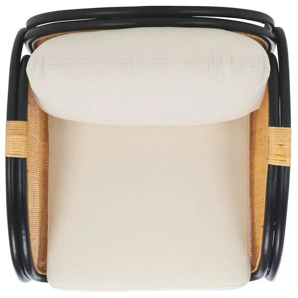 Constella Rattan Accent Chair in White/Black with Cushion - The Mayfair Hall