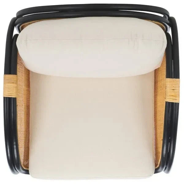 Constella Rattan Accent Chair in White/Black with Cushion - The Mayfair Hall