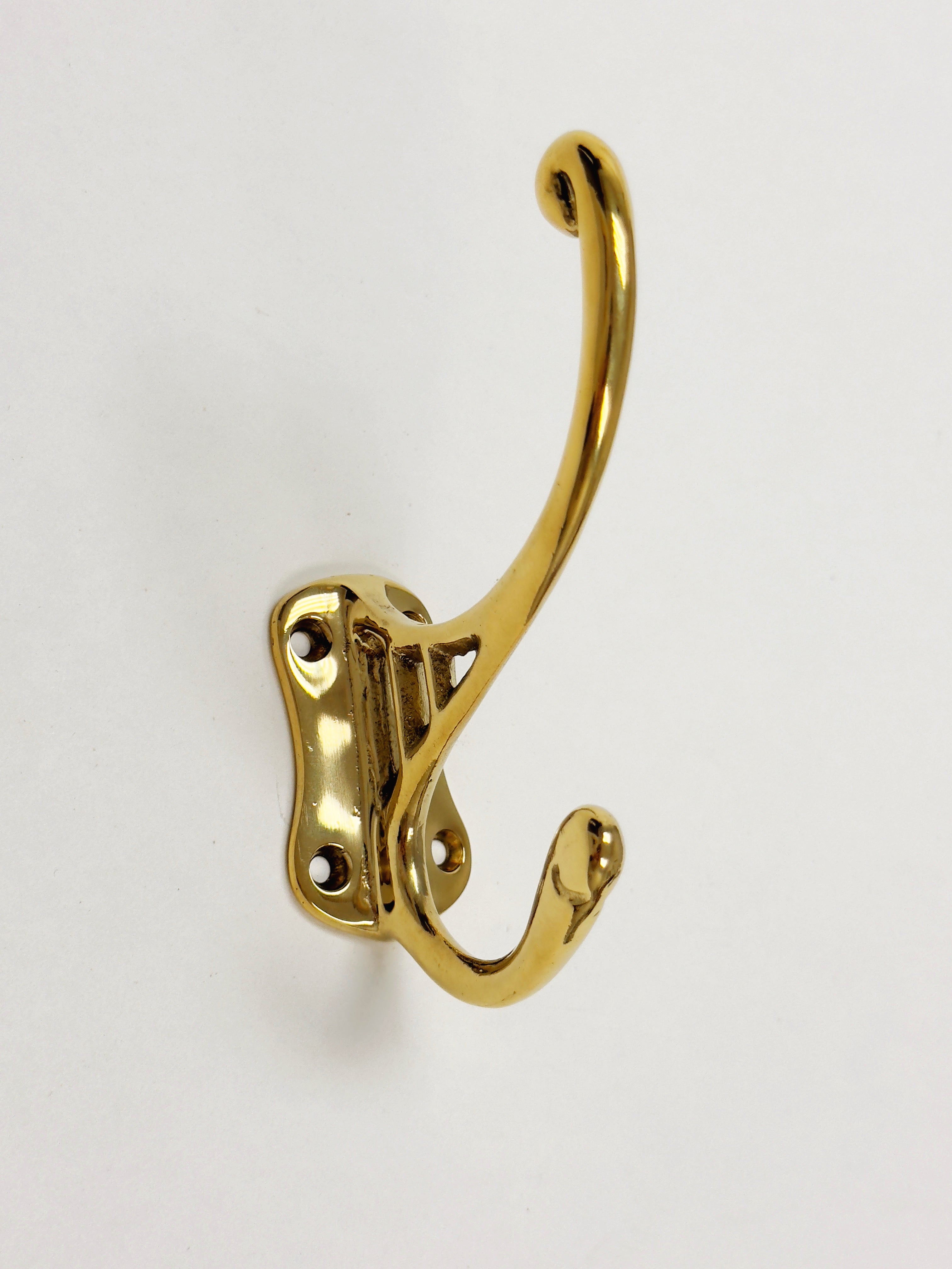 Polished Unlacquered Brass "Double" Wall Hook