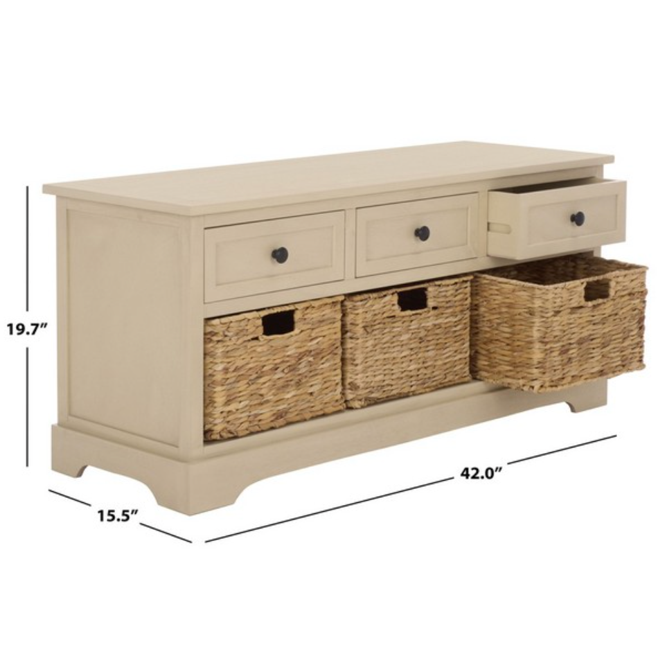Damien 3 Drawer Storage Bench in Sand