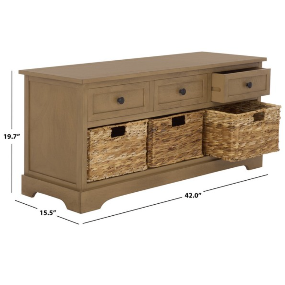 Damien 3 Drawer Storage Bench in Desert Brown