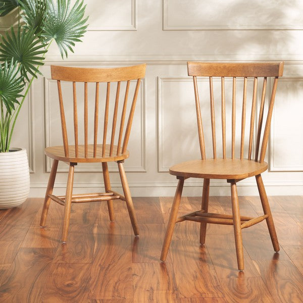 Parker Wood Spindle Back Dining Chair in Walnut (Set of 2)