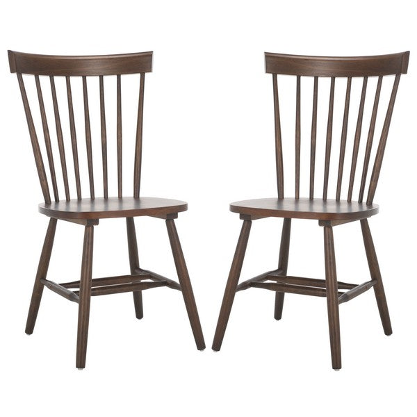 Parker Wood Spindle Back Dining Chair in Dark Walnut (Set of 2)