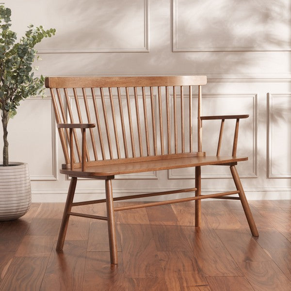 Addison Wood Loveseat in Natural with Spindleback