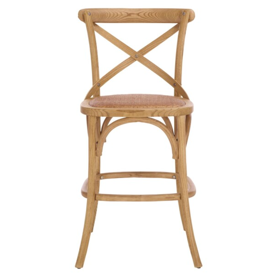 Franklin Oak Counter Stool in Weathered Oak with Rattan Seat