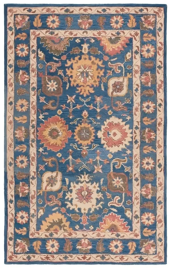Antiquity Wool Rug in Navy and Beige - The Mayfair Hall