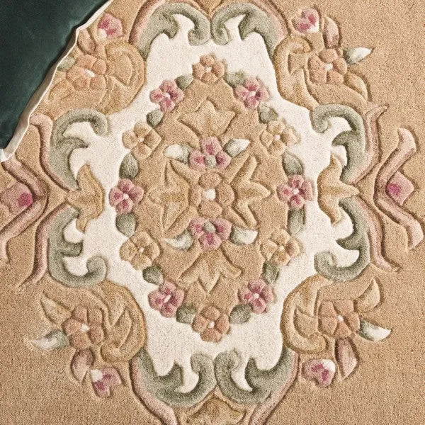 Aubusson Wool Rug in Beige and Ivory - The Mayfair Hall